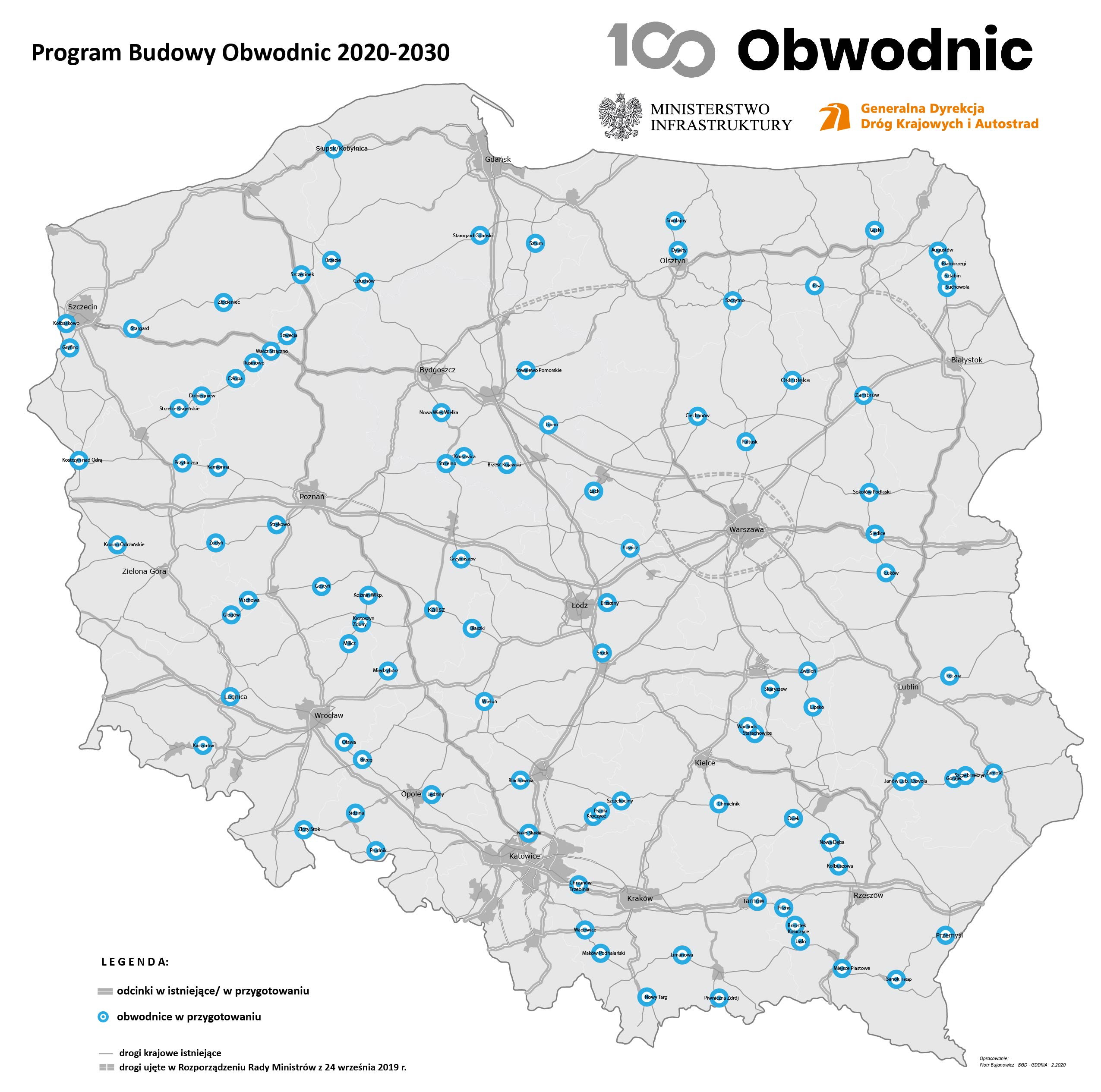 Aktualna Mapa Programu Budowy Obwodnic 2020-2030